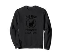 Cat Hair Everywhere & I Don't Care Funny Pet Lover Sweatshirt, Adult Unisex, Black, L