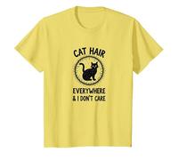 Cat Hair Everywhere & I Don't Care Funny Pet Lover T-Shirt, Kids, Lemon, 6 Years
