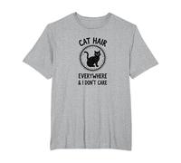 Cat Hair Everywhere & I Don't Care Funny Pet Lover T-Shirt, Men's Big and Tall, Heather Grey, 6X Tall