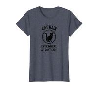 Cat Hair Everywhere & I Don't Care Funny Pet Lover T-Shirt, Women, Heather Blue, S