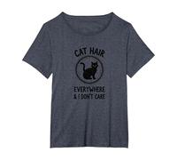 Cat Hair Everywhere & I Don't Care Funny Pet Lover T-Shirt, Women's Plus, Heather Blue, 3X
