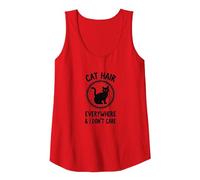 Cat Hair Everywhere & I Don't Care Funny Pet Lover Tank Top, Women, Red, L
