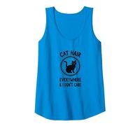 Cat Hair Everywhere & I Don't Care Funny Pet Lover Tank Top, Women, Sapphire, XL