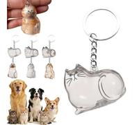 Cat Hair Holder Keychain,Pet Hair Storage Keyring,Transparent Cats Hairs Storage Box,Cat Shape Keychains Clear Portable Keyring StorageCollection,Pet Fur Keepsake Capsule Collector Memorial Gift