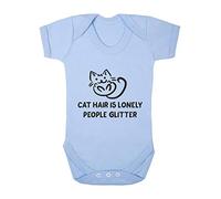 Cat Hair is Lonely People Glitter Cat Person Animal Lover Pets Baby Grow Vest, 0-3 Months, Pastel Blue