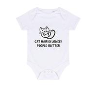 Cat Hair is Lonely People Glitter Cat Person Animal Lover Pets Baby Grow Vest, 0-3 Months, White
