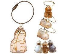 Cat Hair Memorial Capsule Keychain - Transparent Pet Fur & Whisker Storage Keepsake, Portable Cat Shaped Souvenir Bottle Box, Pet Loss Remembrance Gift for Cat Lovers, for Loss of Furry Friend