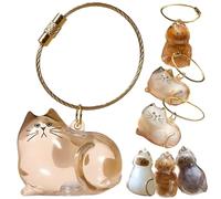 Cat Hair Memorial Capsule Keychain - Transparent Pet Fur & Whisker Storage Keepsake, Portable Cat Shaped Souvenir Bottle Box, Pet Loss Remembrance Gift for Cat Lovers, for Loss of Furry Friend