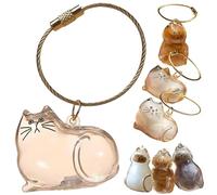 Cat Hair Memorial Capsule Keychain - Transparent Pet Fur & Whisker Storage Keepsake, Portable Cat Shaped Souvenir Bottle Box, Pet Loss Remembrance Gift for Cat Lovers, for Loss of Furry Friend