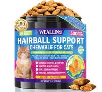 Cat Hairball Support, Cat Hairball Care Chews with Krill Core 500 Chews | Crunchy Shell with Krill Core, Furball Care, Digestion, Skin & Coat Wellness, Chicken Flavor, for All Breeds & Ages Cats