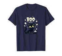 Cat Halloween Boo Kitty Spooky Ghosts Cute Funny T-Shirt, Men, Navy, 5XL