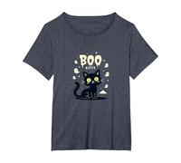 Cat Halloween Boo Kitty Spooky Ghosts Cute Funny T-Shirt, Women's Plus, Heather Blue, 6X