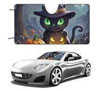 Cat Halloween Car Windshield Sun Shade Keep Car Interior Cool 51"x28" Folding Front Window Sun Shade, Heat Shield for SUV, Truck, Blocks UV
