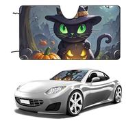 Cat Halloween Car Windshield Sun Shade Keep Car Interior Cool 55"x30" Folding Front Window Sun Shade, Heat Shield for SUV, Truck, Blocks UV