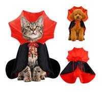 Cat Halloween Costume, Cat Costume, Vampire Cape for Small Dogs and Cats, Pet Outfit, Dog Fancy Dress for Halloween Parties and Cosplay (S Size)