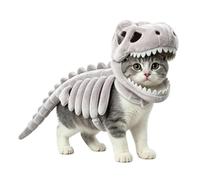 Cat Halloween Costume Glowing in the Dark Dinosaur Skeleton Dog Outfit | Luminous Plush Spooky Pet Fancy Dress for Small Dogs Kittens, Adjustable Cosplay Costume for Parties Photoshoots