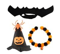 Cat Halloween Costumes 3Pcs/Set Cute Felt Pet Costumes Include Witch Hat & Collar & Bat Wing for Kitty Small Medium Sized Dog