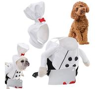 Cat Halloween Costumes - Dog Chef Halloween Costumes Hat Clothes,Adjustable Pet Clothes with Chef Shirt Dress Outfits Funny Photo Props for Cosplay Walking Birthday