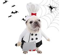 Cat Halloween Costumes | Funny Holiday Chef Outfit Costumes | Adjustable Dress Outfits with Cooking Hat Funny Spooky Pet Clothes Photo Props for Cosplay Walking Outdoor