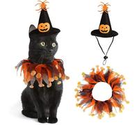 Cat Halloween Costumes Set Of 2 Halloween Pet Costume Cat Witch Hat And Jester Collar Set Pet Cosplay Costume With Collar