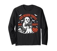 Cat Halloween Ghost Costume, Cats Because People are Creepy Long Sleeve T-Shirt