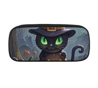 Cat Halloween Pencil Case Waterproof Leather Pencil Pouch Multi-purpose Aesthetic Makeup Bag Cute Pen Bag Large Cosmetic Bag for Office Stationery, Travel