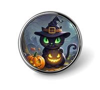 Cat Halloween Round Badge Cute Enamel Lapel Pin Brooches Button Pin Personalized Clothing Decoration Unisex Badge Holder Hats Bags Shirts Decor