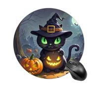 Cat Halloween Round Mouse Pad Smooth Glide Gaming Mousepad Extra Density Portable Comfortable Mouse Mat for Desk, Home, Office 7.8x7.8 Inches