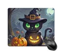 Cat Halloween Square Mouse Pad Portable Computer Mousepad with Non-Slip Rubber Base 18 * 22cm Ultra-Thin Gaming Mouse Mat for Computer Laptop Office Desk Accessories