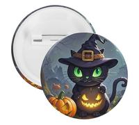 Cat Halloween Tinplate Badge Personalized Round Brooch Large Craft Button Suitable for Teachers, Nurses, Doctors, Staff, Party Gift Accessories, 1PCS, Plastic, plastics