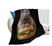 Cat Hamburger Fashion Flannel Throw Blanket 40"*50" （100 * 130cm）