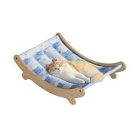 Cat Hammock Bed Breathable Washable Wooden Hammock Cooling Cat Bed for Living Room, Bedroom, Home, Outdoor, Transport Box, Seniors, Puppies, Rabbits, Summer Time