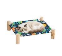 Cat Hammock Bed - Sleeping Cot, 1 Piece Elevated Perch For Apartment Pets, Raised Lounge With Timber Frame, Feline Cradle, Resting Mat For Living Room, Balcony And Porch Corner Locations