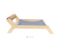 Cat Hammock Bed with Wooden Frame, Anti Shaking Swing Chair for Cats, Premium Sisal and Canvas Raised Sleeping Bed with Scratcher, Minimalist Design Pet Furniture for All Seasons (Beach Sisal Roller