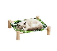 Cat Hammock Bed- Wooden Frame 53x48x13cm 740g | Removable Elevated Pet Bed | Sleeping Furniture For Indoor Outdoor Use Home Living Room Apartment Balcony Patio Porch Corner Cat Rest Comfort