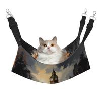 Cat Hammock, Large London Color Taxi Print Soft Pet Cage Hanging Reversible Bed, Comfortable Sleeping Mats for Small Animals