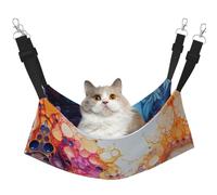 Cat Hammock, Large Multicolored marbling Print Soft Pet Cage Hanging Reversible Bed, Comfortable Sleeping Mats for Small Animals
