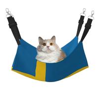 Cat Hammock, Large Swedish Flag Print Soft Pet Cage Hanging Reversible Bed, Comfortable Sleeping Mats for Small Animals