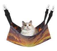 Cat Hammock, Large Yellow Sunflowers at Sunset Print Soft Pet Cage Hanging Reversible Bed, Comfortable Sleeping Mats for Small Animals