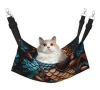 Cat Hammock, Medium Fishscale Pattern Print Soft Pet Cage Hanging Reversible Bed, Comfortable Sleeping Mats for Small Animals