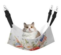 Cat Hammock, Medium Flags and Flowers Print Soft Pet Cage Hanging Reversible Bed, Comfortable Sleeping Mats for Small Animals