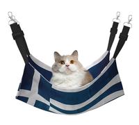 Cat Hammock, Medium Greek Flag Print Soft Pet Cage Hanging Reversible Bed, Comfortable Sleeping Mats for Small Animals