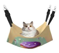 Cat Hammock, Medium Purple Dream Mushroom Print Soft Pet Cage Hanging Reversible Bed, Comfortable Sleeping Mats for Small Animals