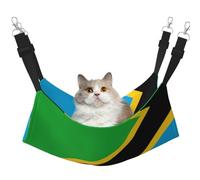 Cat Hammock, Medium Tanzania Flag Print Soft Pet Cage Hanging Reversible Bed, Comfortable Sleeping Mats for Small Animals