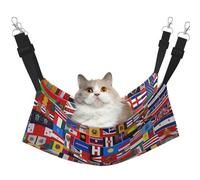 Cat Hammock, Medium Various Flags Print Soft Pet Cage Hanging Reversible Bed, Comfortable Sleeping Mats for Small Animals
