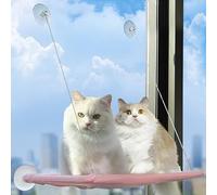 Cat Hammock Perch Bed - Durable Heavy Duty Suction Cups Resting Sunny Window Seat for Indoor Cats Sleeping - Holds Up to 30lbs (Pink)