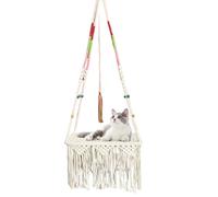 Cat Hammock Swing - Wall Mounted Pet Lounger, Macrame Hanging Bed | Stylish Cat Furniture Indoor Room Decor, Space Saving Hammock Setup for Small Pets Kittens Comfortable Rest Spot