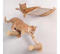 Cat Hammock Wall Mounted Cat Tree Scratching Post Sisal Climbing Perch Kit Includes 1 Hammock 2 Steps Cat Climbing Frame Wooden Kitten Bed Set