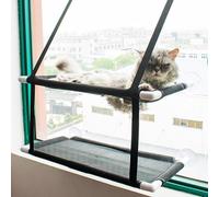Cat Hammock Window, Cat Window Lounger, Cat Hammock Soft Removable Reversible Cover Hammock with 6 Sturdy Suction Cups, Holds up to 10 kg (Double Black)