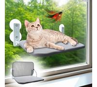 Cat Hammock Window Seats 52 x 30 cm Foldable Cat Window Lounger Breathable Mesh Cat Bed Window with 4 Strong Suction Cups and Reinforced Steel Frame Stable up to 20 kg, with Cat Toy